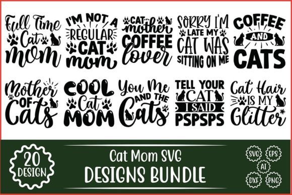Cat Mom SVG Bundle for Crafts & Graphics